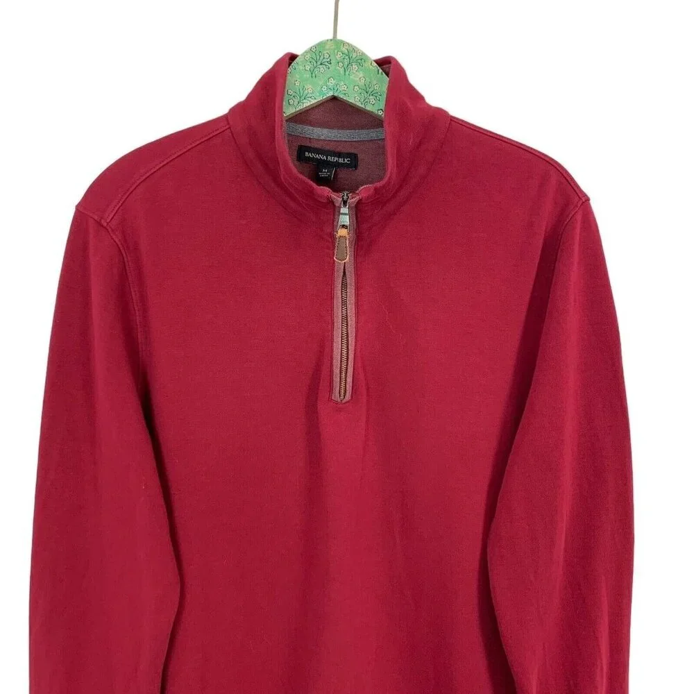 Banana Republic‎ Red Cotton Sweater Medium Classic Knit Fall Layer